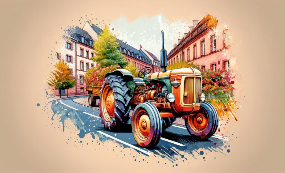 Kindliche Traktoren-Demo in Straßburg zur Unterstützung der Landwirtschaft