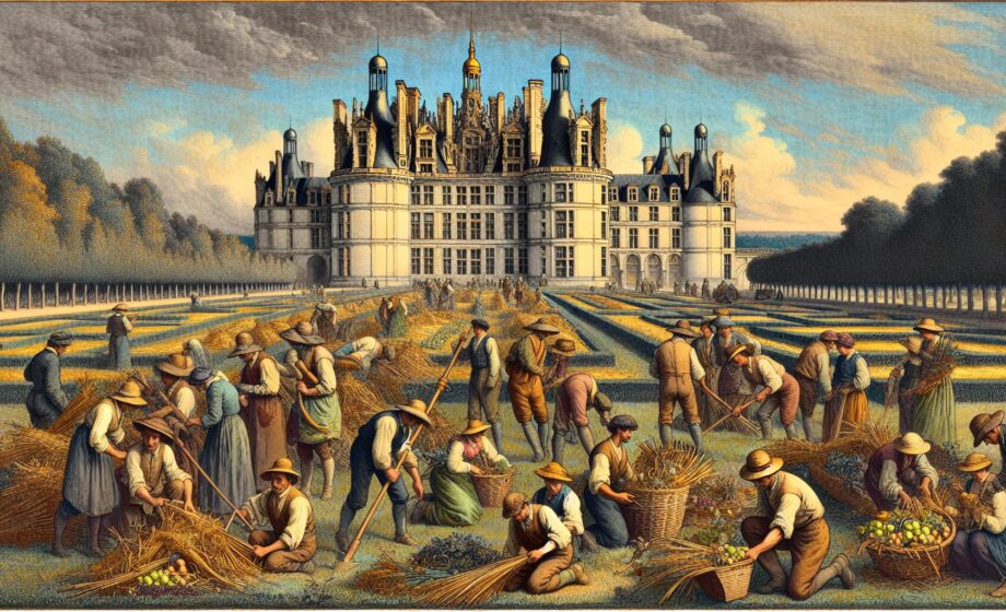 Teil der Gärten von Chambord von Landwirten besetzt