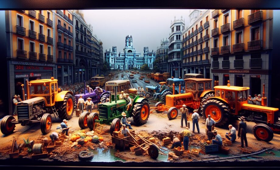 Traktoren-Demonstration in Madrid